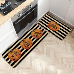 Pumpkin Kitchen Mats Set of 2, Kitchen Decor Rugs for Thanksgiving & Christmas